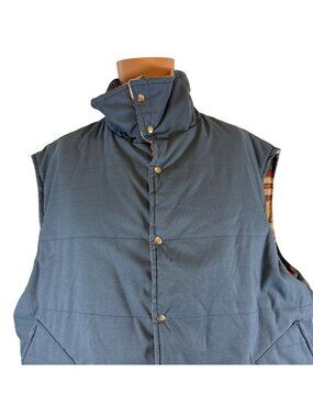 Vintage Golden Fleece Vest Jacket Mens 3XL Blue Plaid Fleece Line
